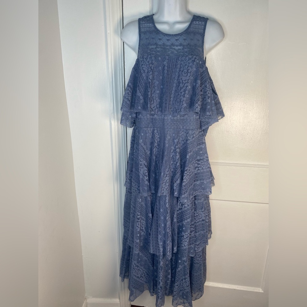 Gianni Bini Blue Eyelet Lace Midi Dress